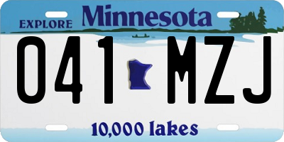 MN license plate 041MZJ