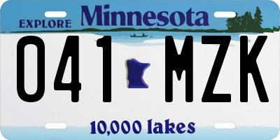 MN license plate 041MZK