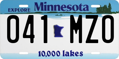 MN license plate 041MZO