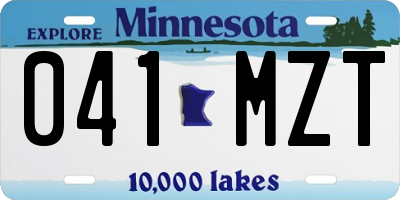 MN license plate 041MZT