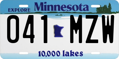MN license plate 041MZW