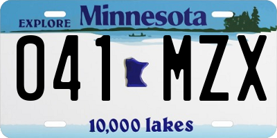 MN license plate 041MZX