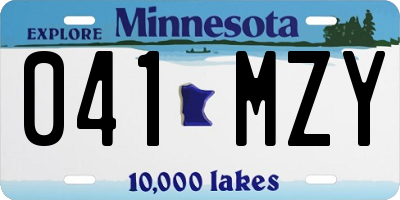 MN license plate 041MZY