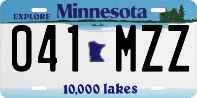 MN license plate 041MZZ