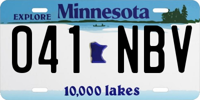 MN license plate 041NBV