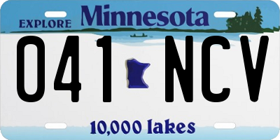 MN license plate 041NCV