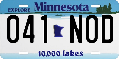 MN license plate 041NOD