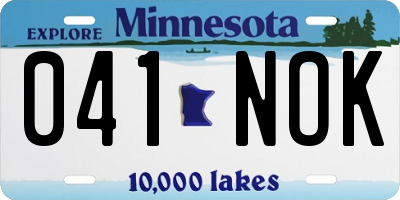 MN license plate 041NOK