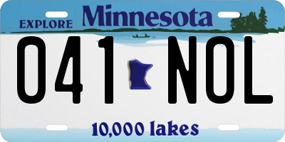MN license plate 041NOL