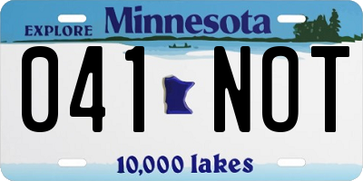 MN license plate 041NOT