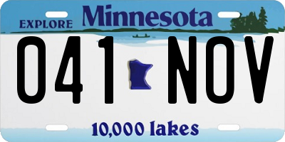 MN license plate 041NOV