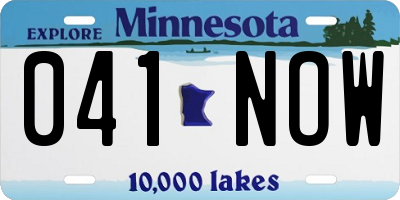 MN license plate 041NOW