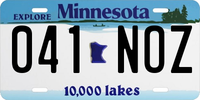 MN license plate 041NOZ