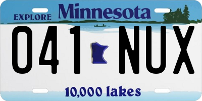 MN license plate 041NUX