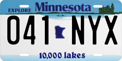MN license plate 041NYX
