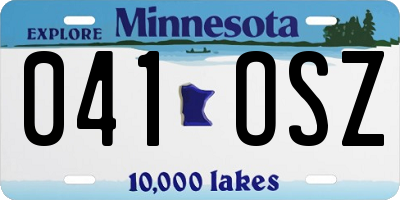 MN license plate 041OSZ