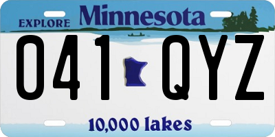 MN license plate 041QYZ