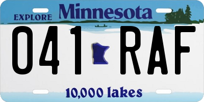 MN license plate 041RAF