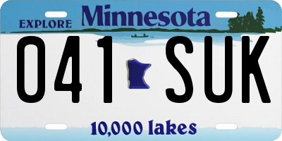 MN license plate 041SUK