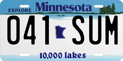 MN license plate 041SUM