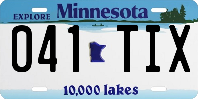 MN license plate 041TIX