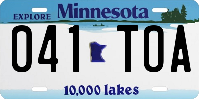 MN license plate 041TOA