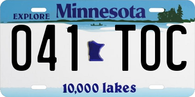 MN license plate 041TOC
