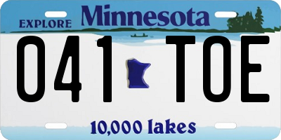 MN license plate 041TOE