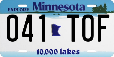 MN license plate 041TOF