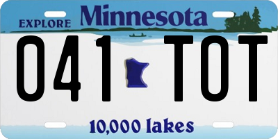 MN license plate 041TOT