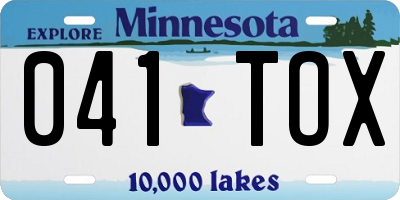 MN license plate 041TOX