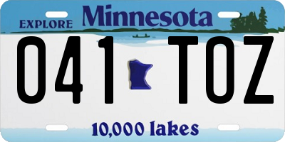 MN license plate 041TOZ