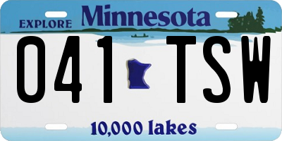 MN license plate 041TSW