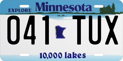 MN license plate 041TUX