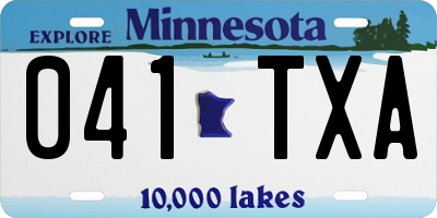 MN license plate 041TXA
