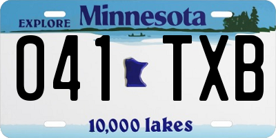 MN license plate 041TXB