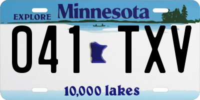 MN license plate 041TXV