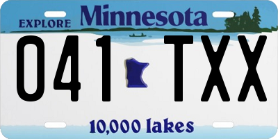 MN license plate 041TXX