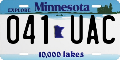 MN license plate 041UAC