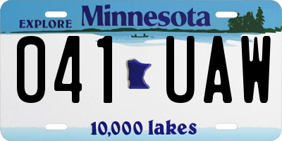 MN license plate 041UAW