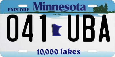 MN license plate 041UBA