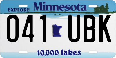 MN license plate 041UBK