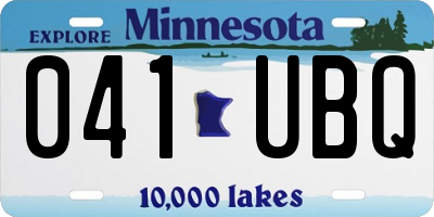 MN license plate 041UBQ