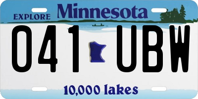 MN license plate 041UBW