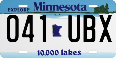 MN license plate 041UBX