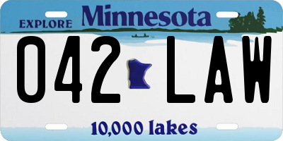 MN license plate 042LAW