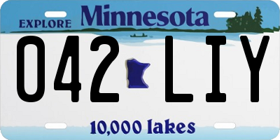 MN license plate 042LIY