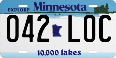 MN license plate 042LOC
