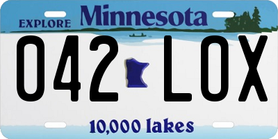 MN license plate 042LOX