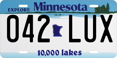 MN license plate 042LUX
